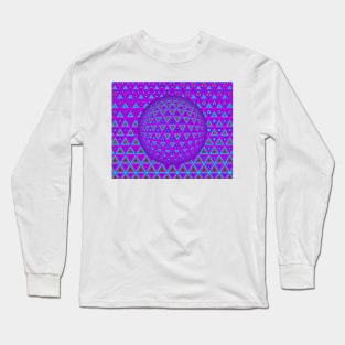 neon purple triangular design over a 3D sphere Long Sleeve T-Shirt